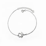 925 Sterling Silver Heart Bracelet with Zircon Accent – Rhodium Plated - NAFALUXE