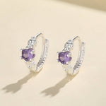 925 Sterling Silver Hoop Earrings with Purple AAA Cubic Zirconia Claw Setting - NAFALUXE