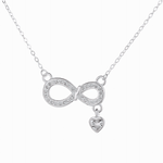925 Sterling Silver Infinity Necklace with Heart Charm - NAFALUXE