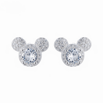 925 Sterling Silver Mouse Stud Earrings with Sparkling AAA Cubic Zirconia - NAFALUXE