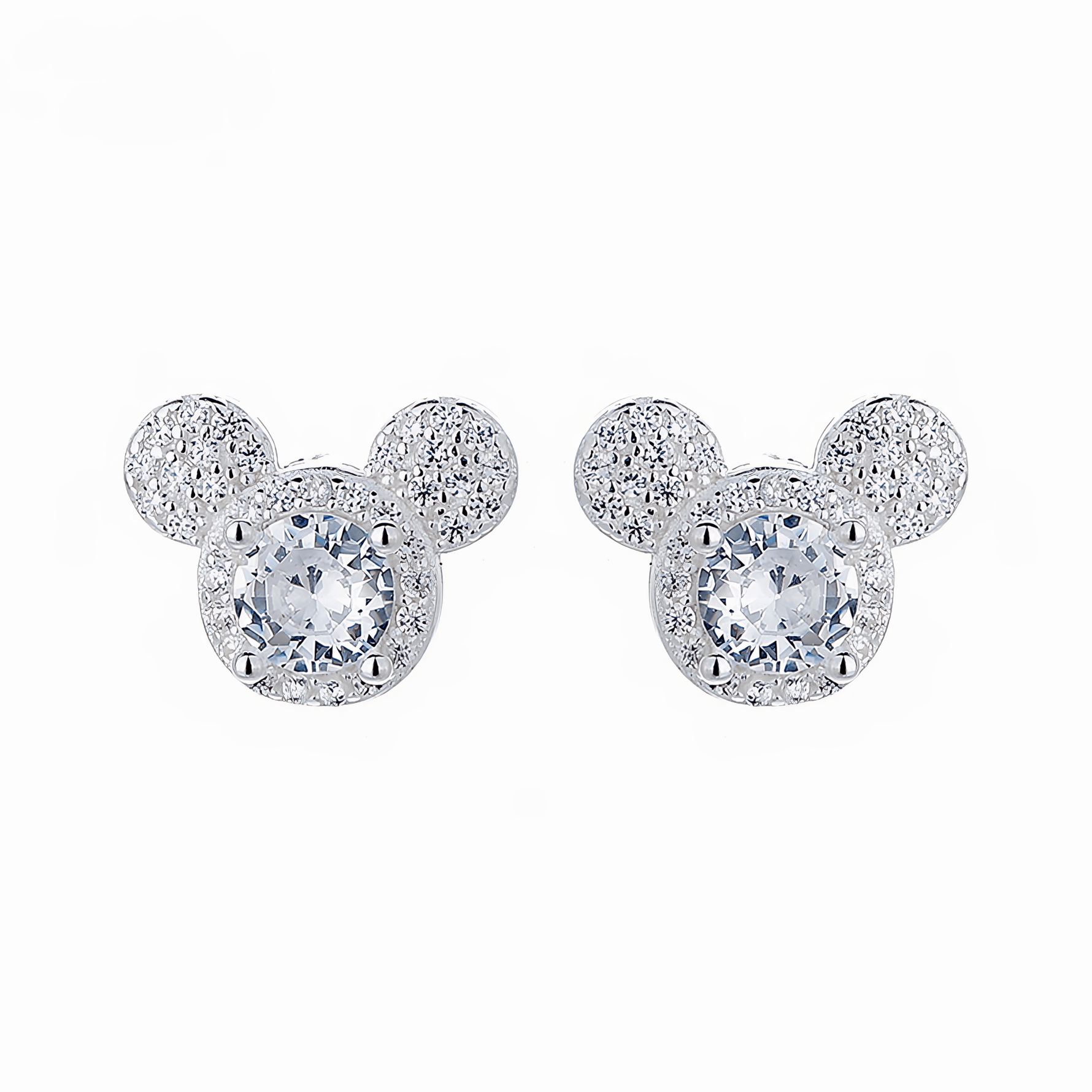 925 Sterling Silver Mouse Stud Earrings with Sparkling AAA Cubic Zirconia - NAFALUXE