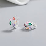 925 Sterling Silver Multicolor Marquise Hoop Earrings with AAA Cubic Zirconia - NAFALUXE