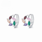 925 Sterling Silver Multicolor Marquise Hoop Earrings with AAA Cubic Zirconia - NAFALUXE