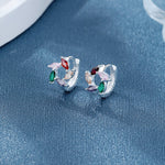 925 Sterling Silver Multicolor Marquise Hoop Earrings with AAA Cubic Zirconia - NAFALUXE