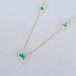 925 Sterling Silver Necklace with Blue Formica Stone – Gold Plated - NAFALUXE
