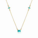 925 Sterling Silver Necklace with Blue Formica Stone – Gold Plated - NAFALUXE