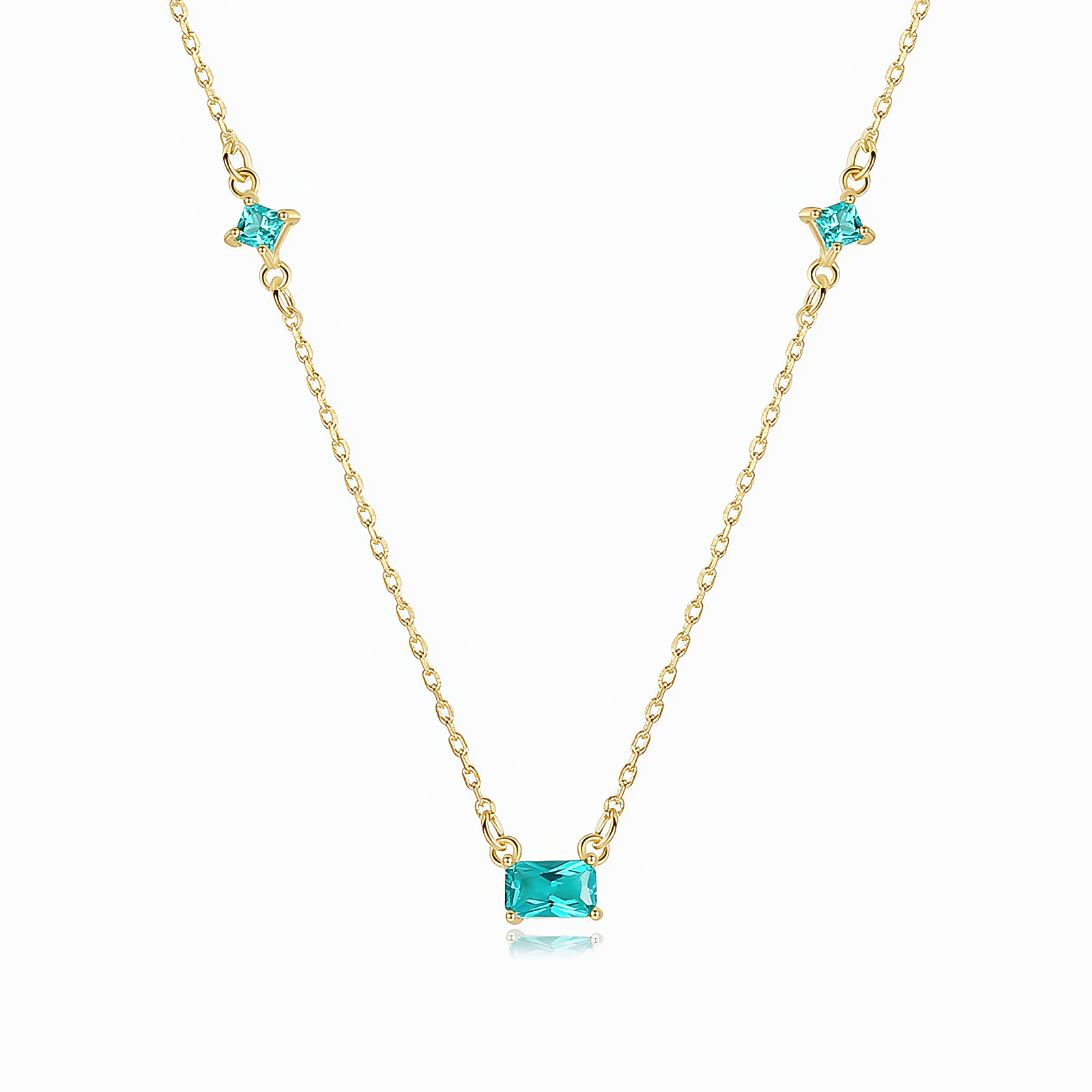 925 Sterling Silver Necklace with Blue Formica Stone – Gold Plated - NAFALUXE