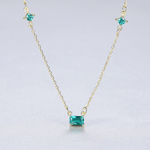 925 Sterling Silver Necklace with Blue Formica Stone – Gold Plated - NAFALUXE