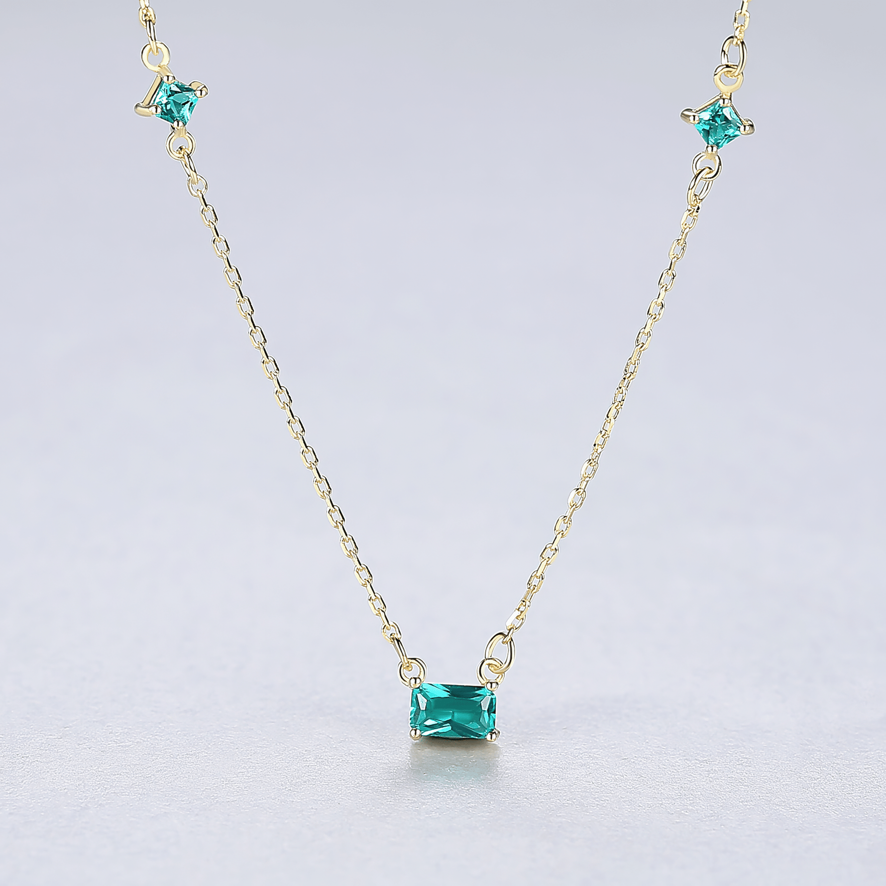 925 Sterling Silver Necklace with Blue Formica Stone – Gold Plated - NAFALUXE