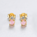 925 Sterling Silver Opal Stud Earrings with Cubic Zirconia – Gold & Rhodium Plated - NAFALUXE