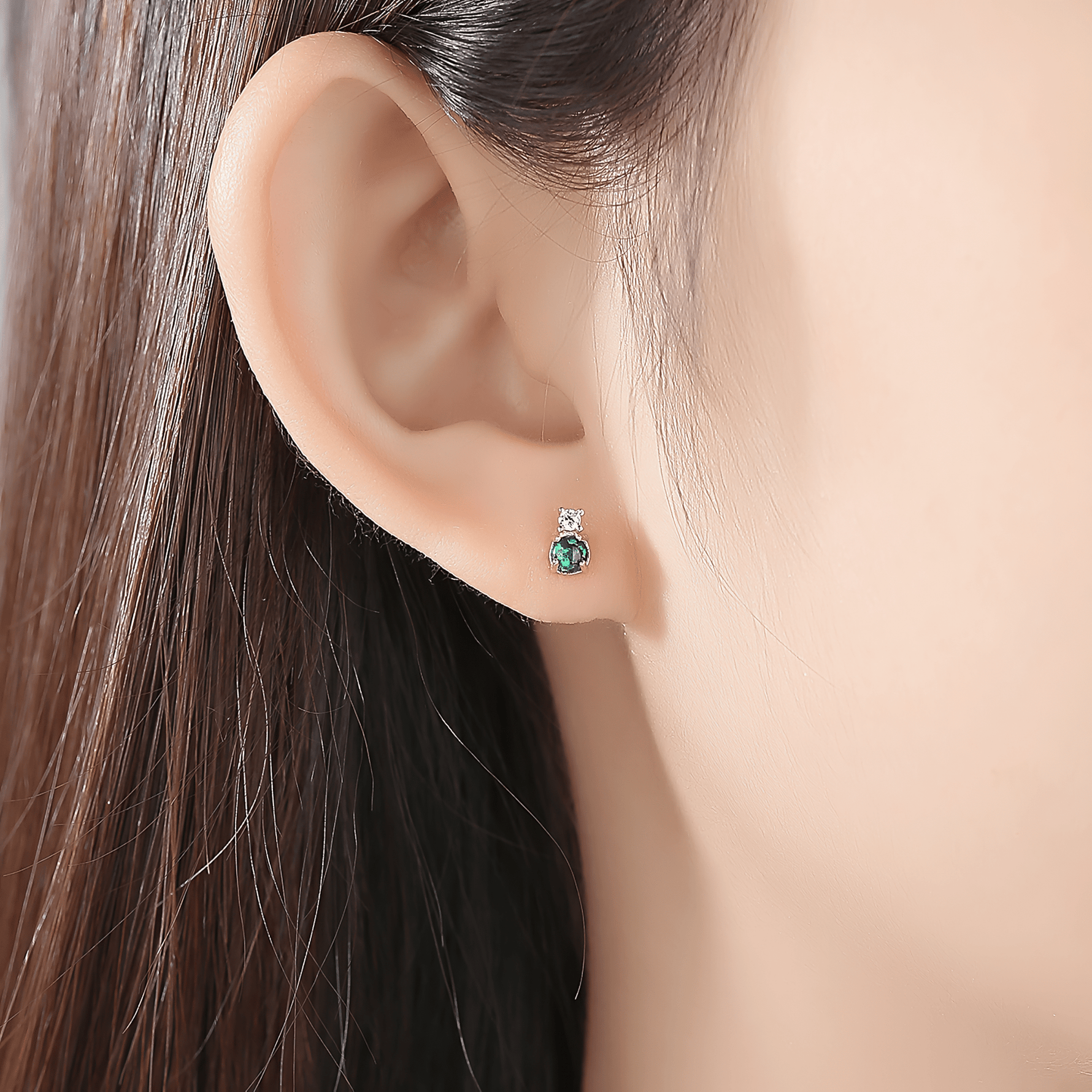 925 Sterling Silver Opal Stud Earrings with Cubic Zirconia – Gold & Rhodium Plated - NAFALUXE