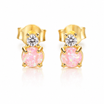 925 Sterling Silver Opal Stud Earrings with Cubic Zirconia – Gold & Rhodium Plated - NAFALUXE