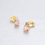925 Sterling Silver Opal Stud Earrings with Cubic Zirconia – Gold & Rhodium Plated - NAFALUXE