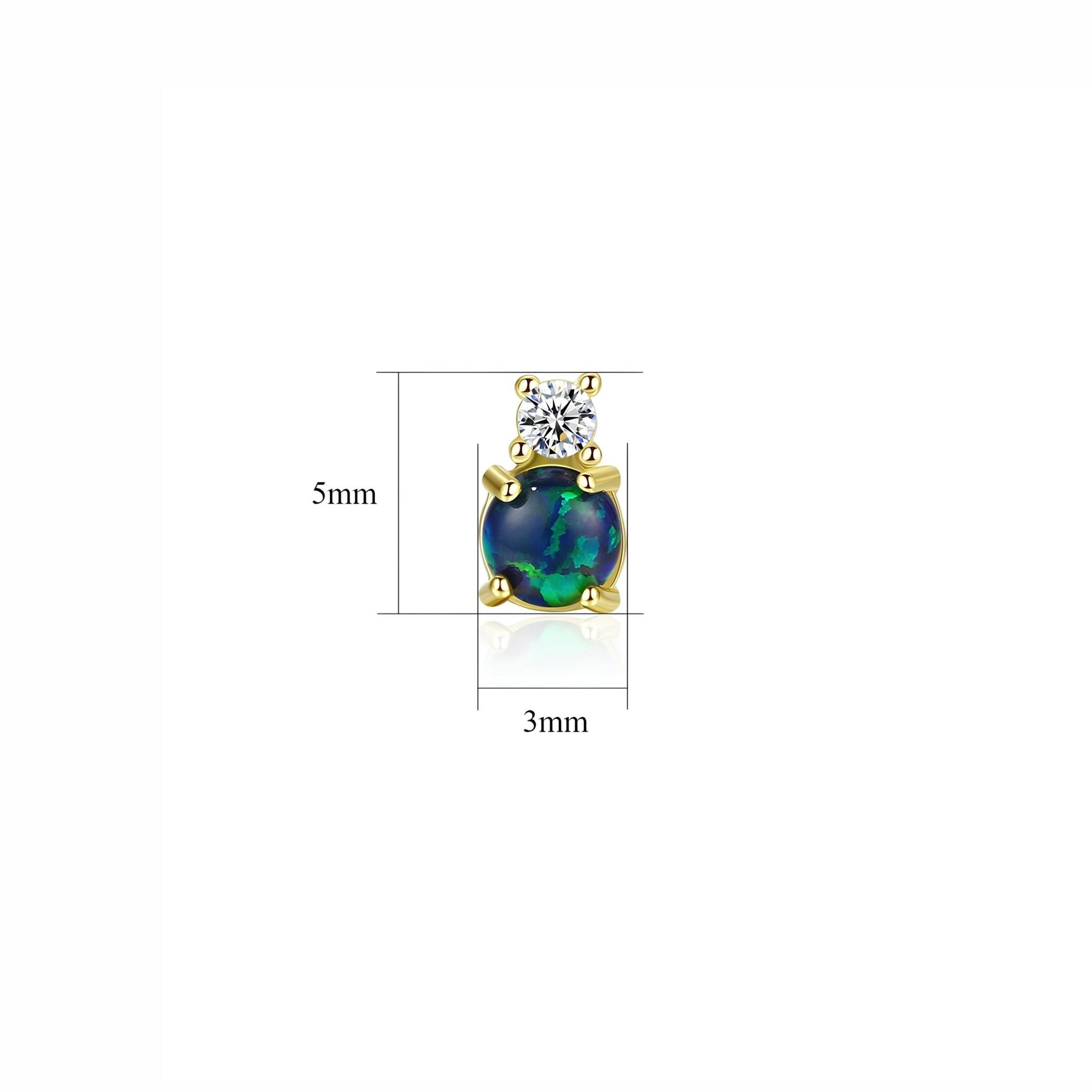 925 Sterling Silver Opal Stud Earrings with Cubic Zirconia – Gold & Rhodium Plated - NAFALUXE