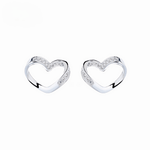 925 Sterling Silver Open Heart Stud Earrings with AAA Cubic Zirconia Accents - NAFALUXE