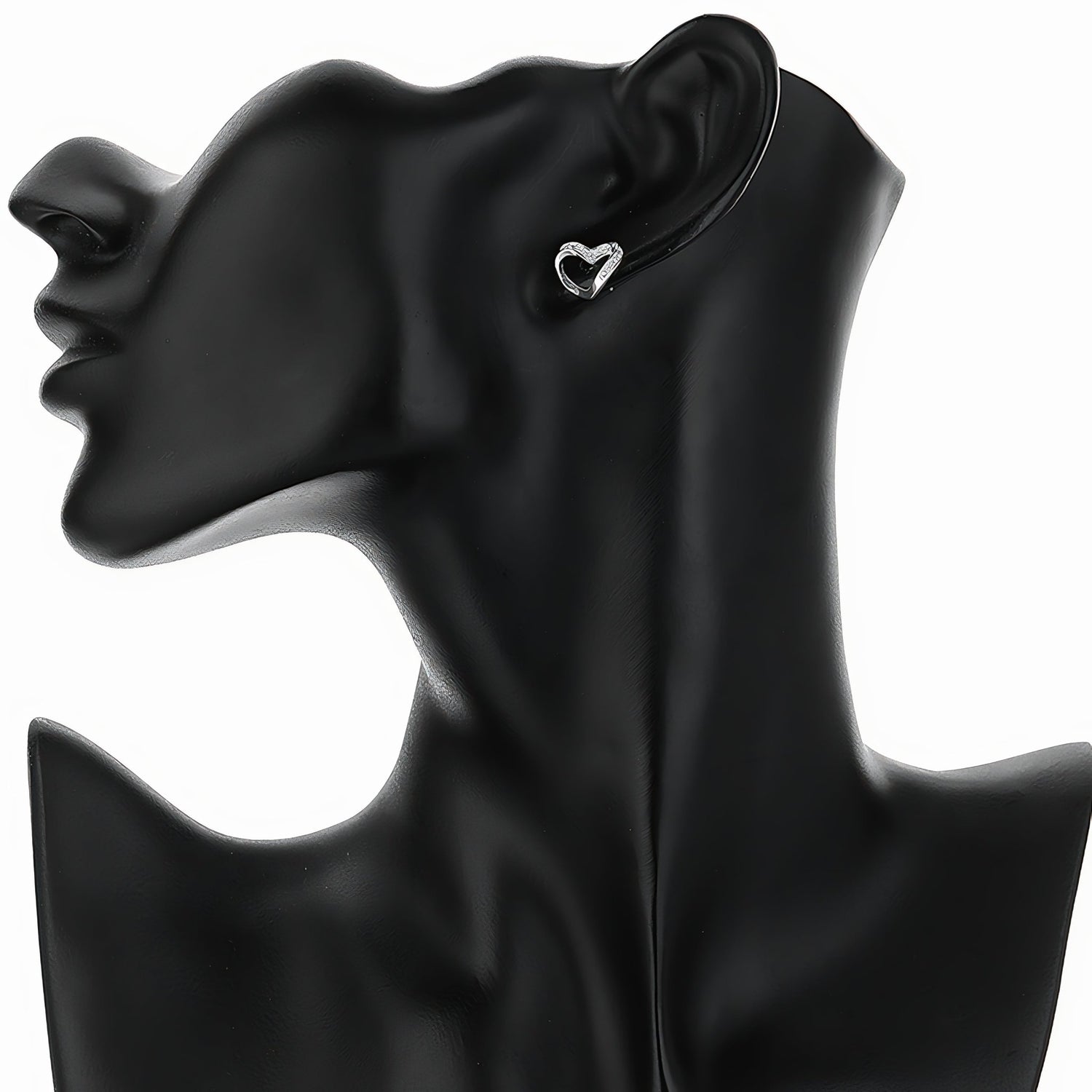 925 Sterling Silver Open Heart Stud Earrings with AAA Cubic Zirconia Accents - NAFALUXE