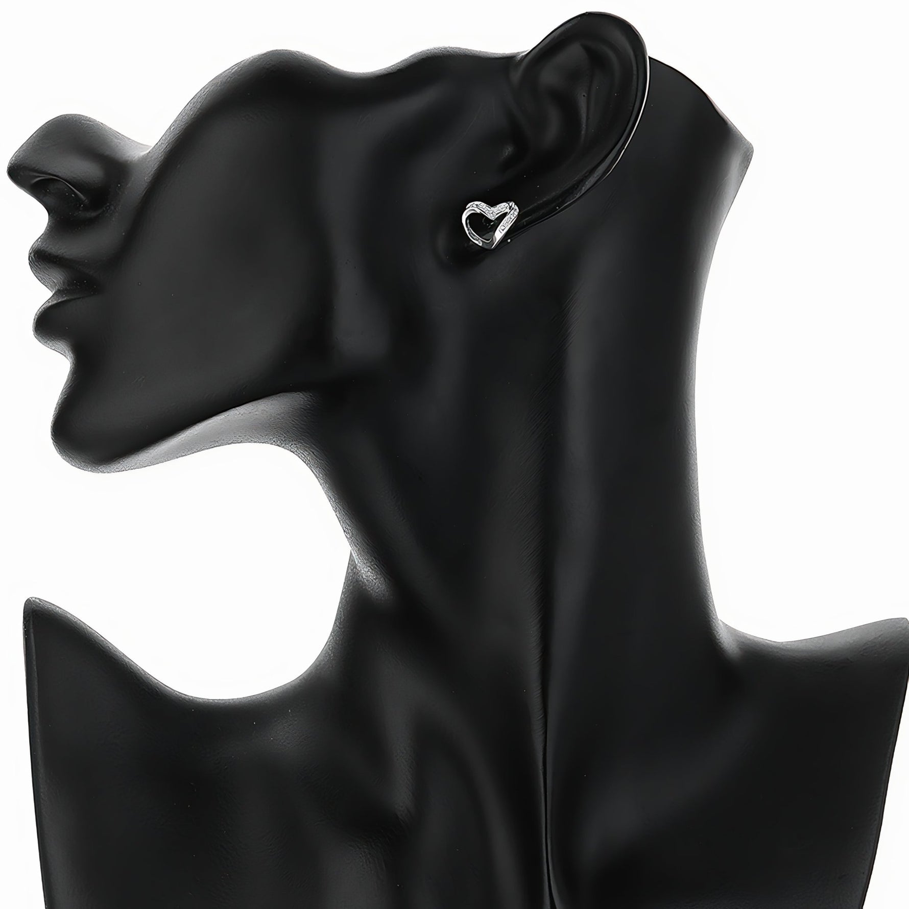 925 Sterling Silver Open Heart Stud Earrings with AAA Cubic Zirconia Accents - NAFALUXE