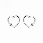 925 Sterling Silver Open Heart Stud Earrings with Teddy Bear Charm - NAFALUXE