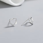 925 Sterling Silver Open Heart Stud Earrings with Teddy Bear Charm - NAFALUXE