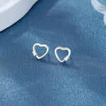 925 Sterling Silver Open Heart Stud Earrings with Teddy Bear Charm - NAFALUXE