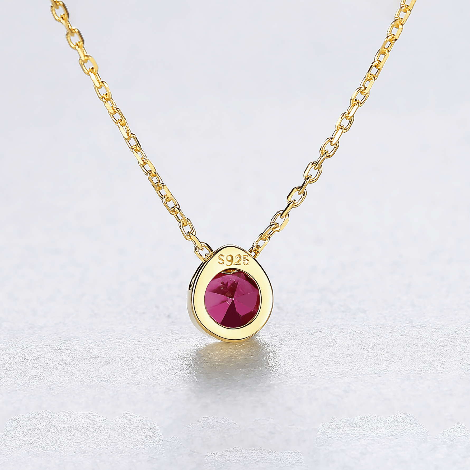 925 Sterling Silver Pendant Necklace with Colored Composite Stone – Gold & Rhodium Plated - NAFALUXE