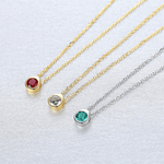 925 Sterling Silver Pendant Necklace with Colored Composite Stone – Gold & Rhodium Plated - NAFALUXE