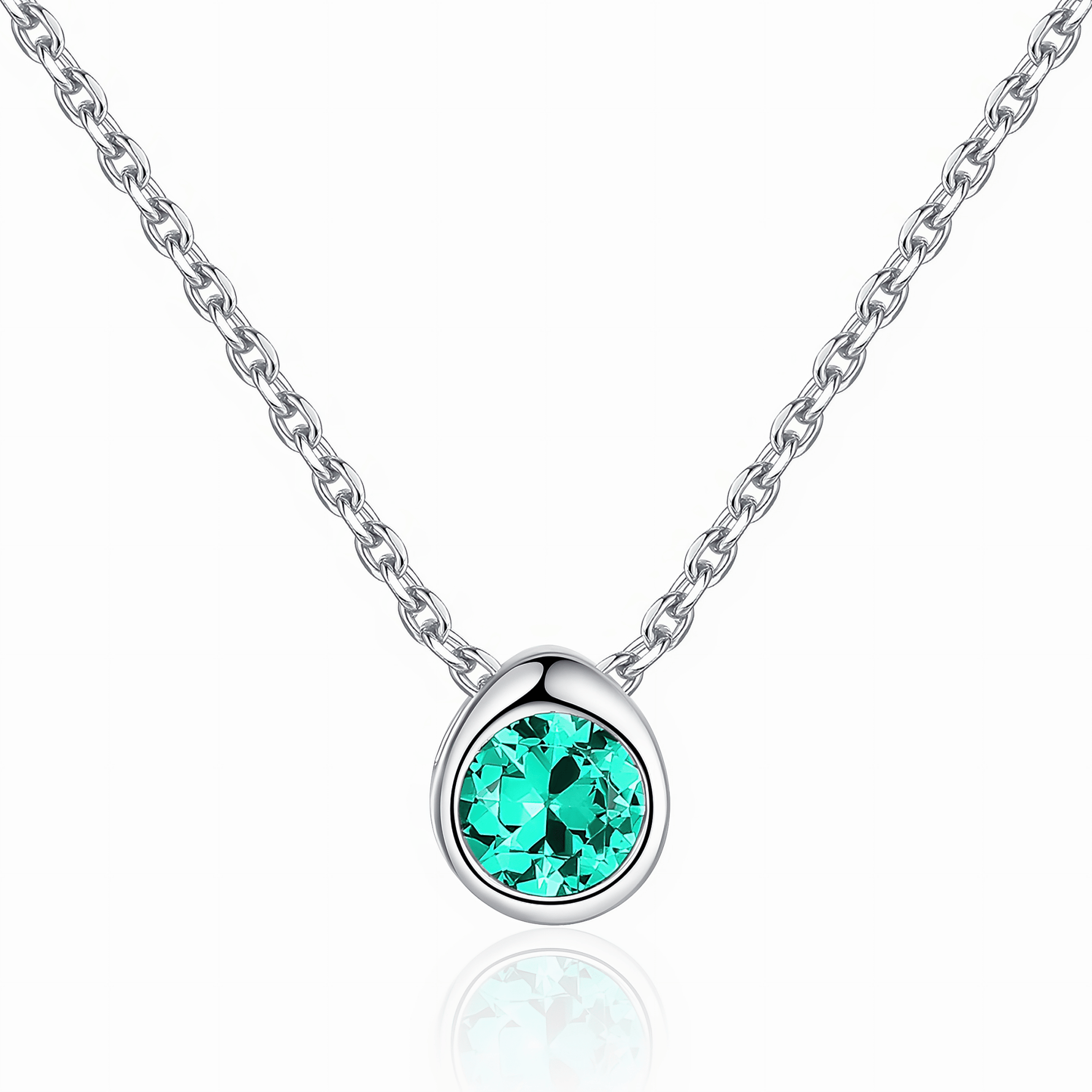 925 Sterling Silver Pendant Necklace with Colored Composite Stone – Gold & Rhodium Plated - NAFALUXE