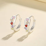 925 Sterling Silver Rainbow Huggie Hoop Earrings with Multicolor AAA Cubic Zirconia - NAFALUXE