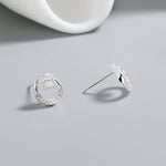 925 Sterling Silver Round Stud Earrings with Clear AAA Cubic Zirconia Accents - NAFALUXE