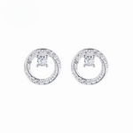 925 Sterling Silver Round Stud Earrings with Clear AAA Cubic Zirconia Accents - NAFALUXE