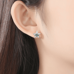 925 Sterling Silver Star & Moon Stud Earrings with Green Formica Stone - NAFALUXE