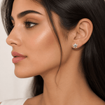 925 Sterling Silver Star & Moon Stud Earrings with Green Formica Stone - NAFALUXE