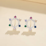 925 Sterling Silver Star Stud Earrings with Multicolor AAA Cubic Zirconia - NAFALUXE