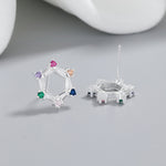 925 Sterling Silver Star Stud Earrings with Multicolor AAA Cubic Zirconia - NAFALUXE