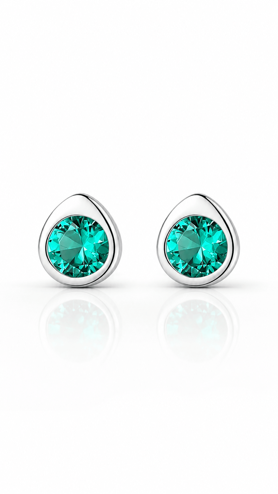 925 Sterling Silver Stud Earrings with Round Zircon Stone – Minimal Luxury Design - NAFALUXE