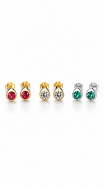 925 Sterling Silver Stud Earrings with Round Zircon Stone – Minimal Luxury Design - NAFALUXE