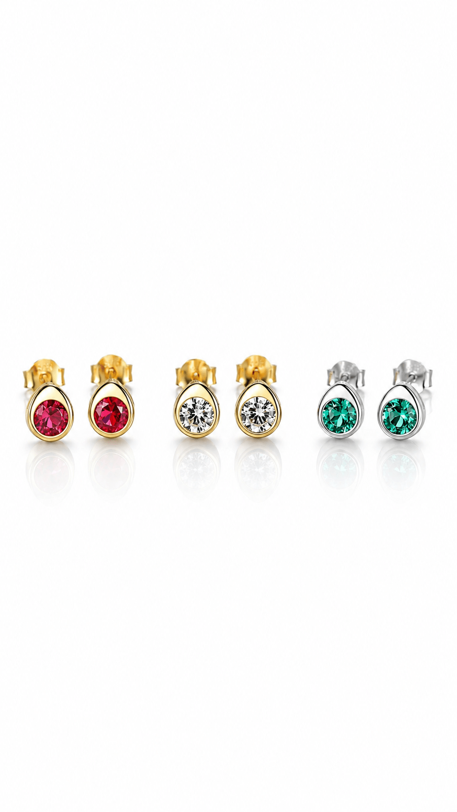 925 Sterling Silver Stud Earrings with Round Zircon Stone – Minimal Luxury Design - NAFALUXE