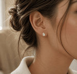 925 Sterling Silver Stud Earrings with Round Zircon Stone – Minimal Luxury Design - NAFALUXE