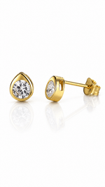 925 Sterling Silver Stud Earrings with Round Zircon Stone – Minimal Luxury Design - NAFALUXE