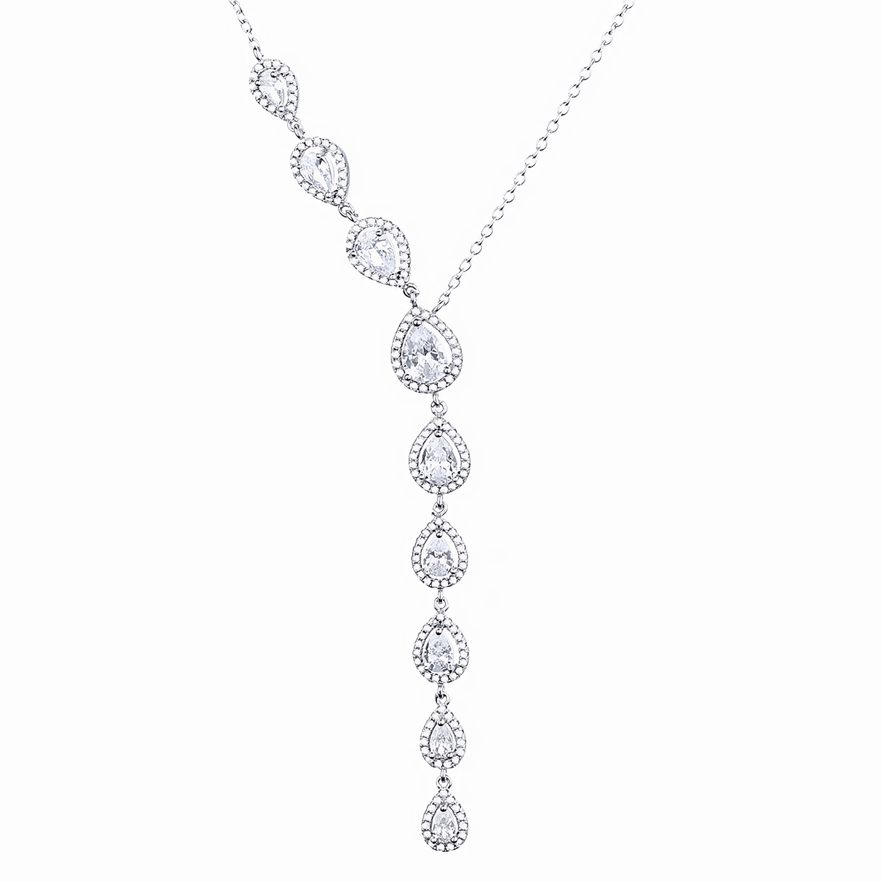 925 Sterling Silver Teardrop Dangle Necklace - NAFALUXE