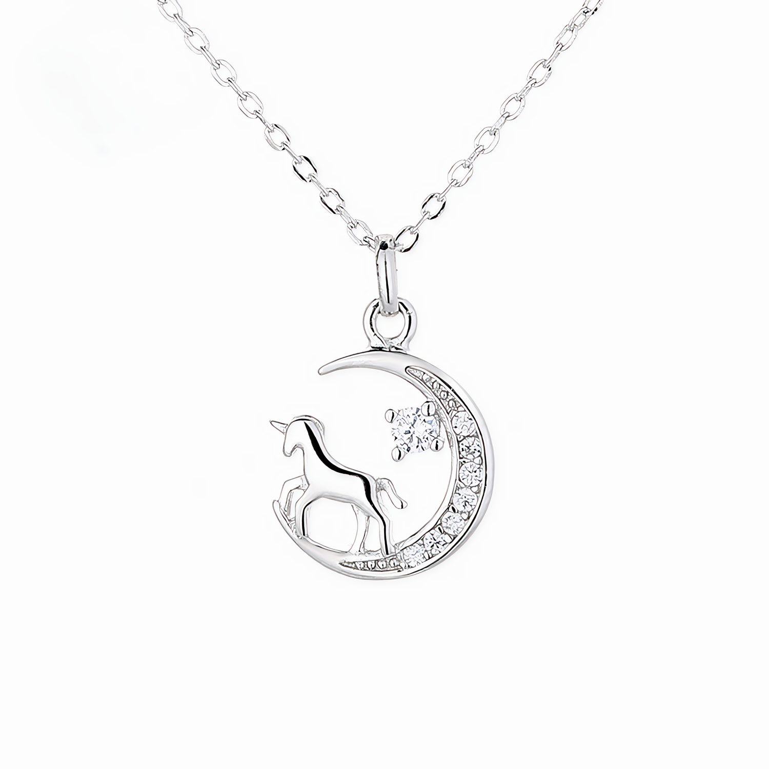 Unicorn Moon Pendant Necklace – 925 Silver