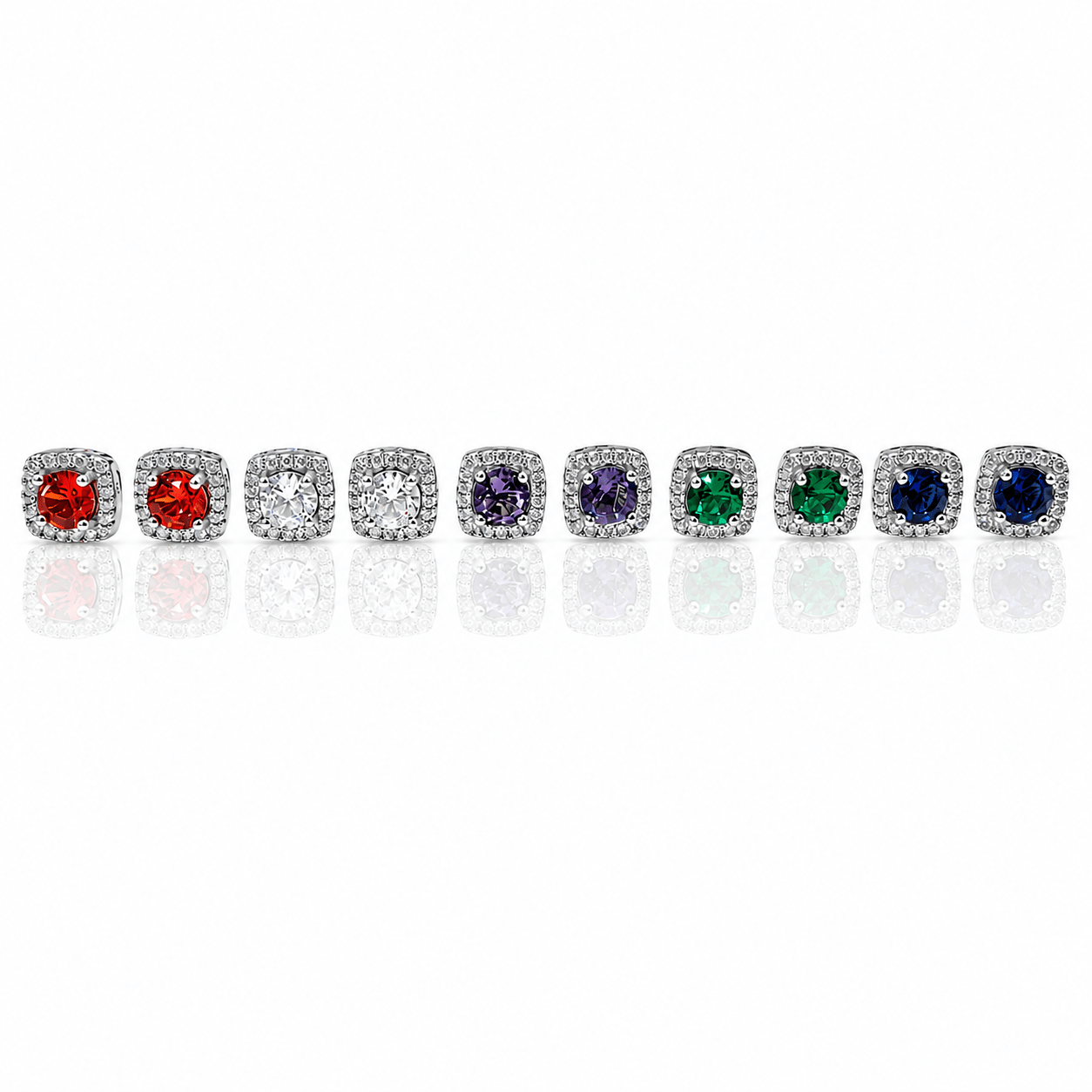 Amethyst Halo Stud Earrings – 925 Silver - NAFALUXE