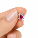Apple-Shaped Studs – Pink Cubic Zirconi - NAFALUXE
