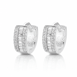 Baguette Huggie Hoop Earrings with AAA Cubic Zirconia - NAFALUXE