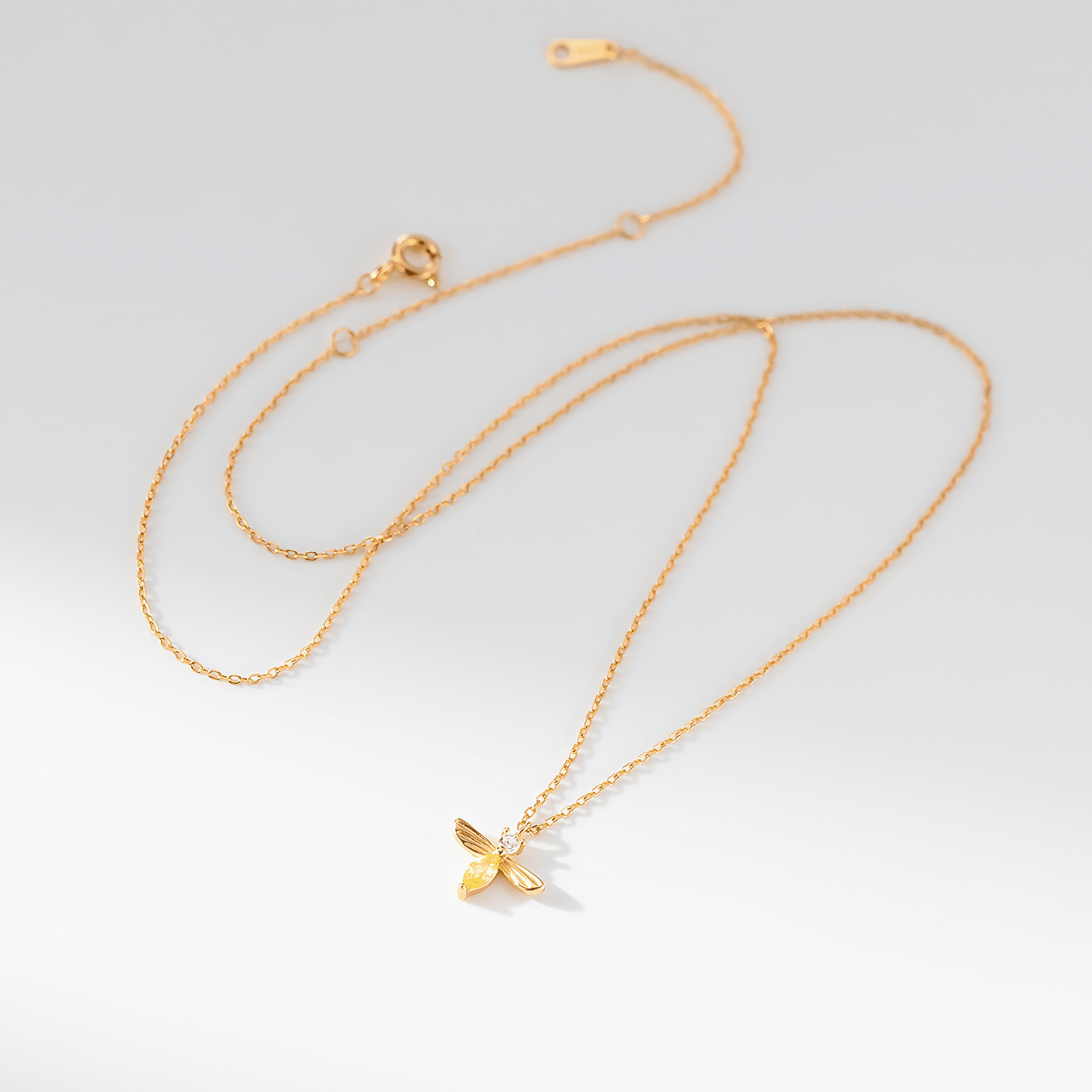Bee Pendant Necklace in Gold - Plated Sterling Silver with Crystal Accent - NAFALUXE