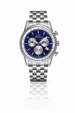 Bellevue Chronograph 43mm Blue Dial Stainless Steel Watch – Ronda Quartz - NAFALUXE