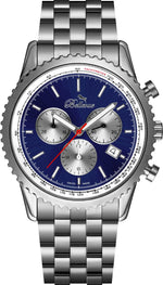Bellevue Chronograph 43mm Blue Dial Stainless Steel Watch – Ronda Quartz - NAFALUXE