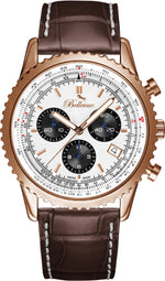Bellevue Chronograph 43mm Brown & Rose Gold Men's Watch – Ronda Quartz - NAFALUXE
