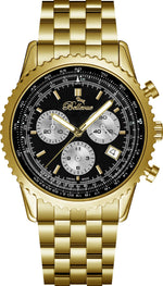 Bellevue Chronograph 43mm Gold Stainless Steel Watch – Ronda Quartz - NAFALUXE