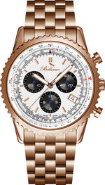 Bellevue Chronograph 43mm Rose Gold Stainless Steel Watch – Ronda Quartz - NAFALUXE